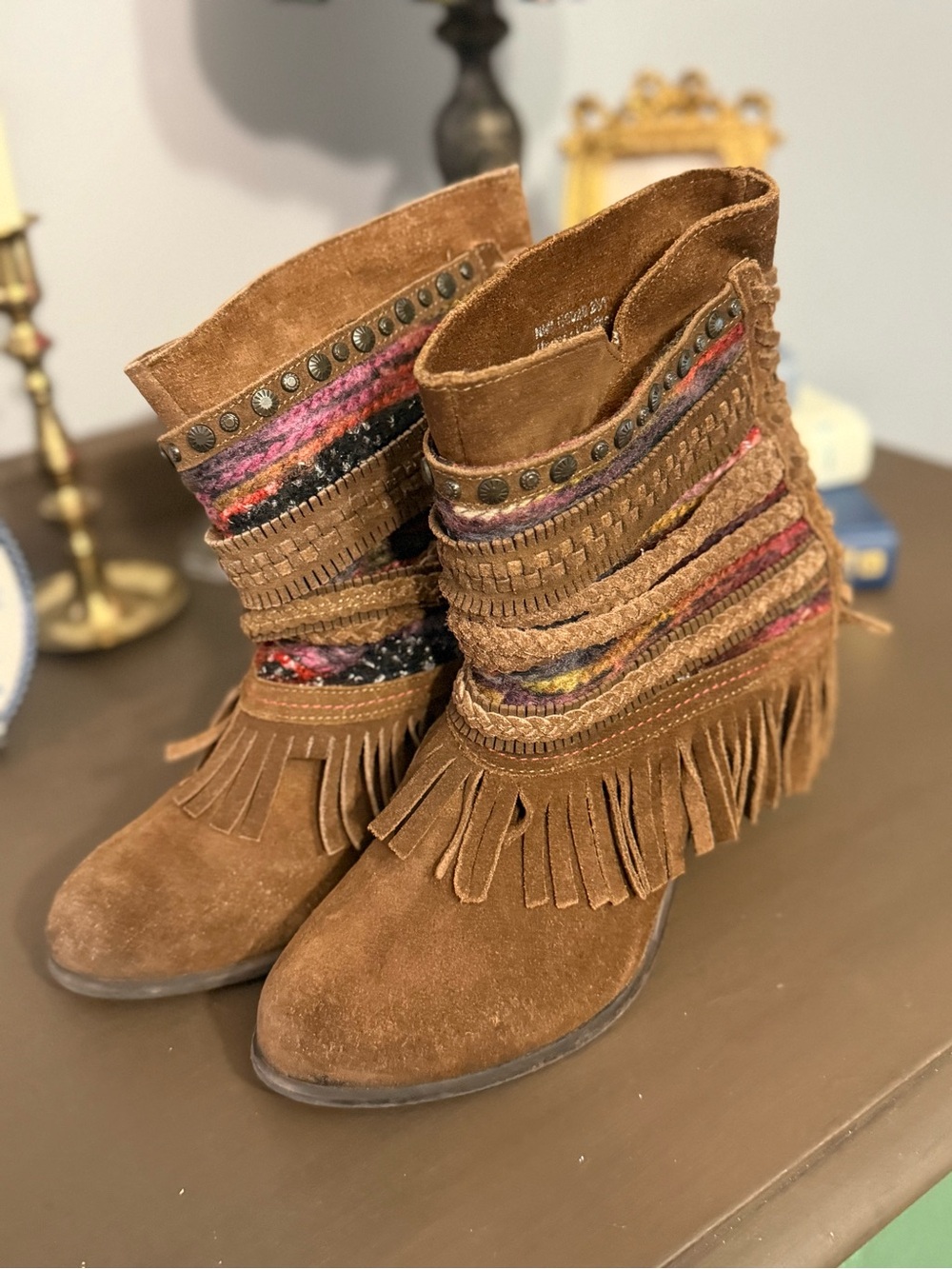 Naughty Monkey Boho Western Fringe Boots 🤎 Size 7.5
